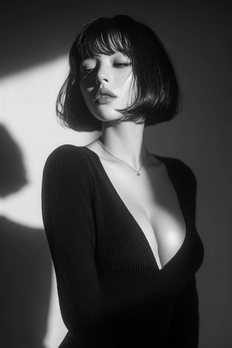 Black and white portrait used as an aperture preview